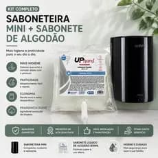 DISPENSER MINI PARA SABONETE LIQUIDO ÁLCOOL GEL 500ML + SABONETE GLICERINADO REFIL 800ML UPPRO ALGODÃO