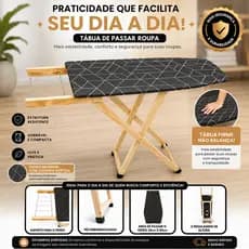 Tábua para Passar Roupas com Regulagem Dupla de Altura e Tecidos Sortidos Premium