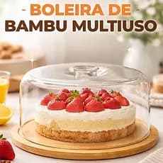 Boleira de Bambu com Tampa em Acrílico Resistente Organizador Multiuso Decoração