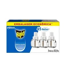 Refil Repelente Elétrico Raid 45 Noites 32,9ml Com 3 Unidades