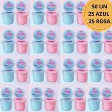 KIT Algodão Doce- Algodão e cia Pote 15g Lembrancinha Festa Colorido Aniversário Chá Revelação