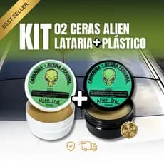Kit Cera Alien Lataria + Cera Alien Plástico Carnaúba Automotiva, Revitalização Completa