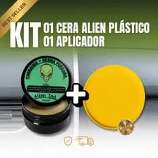 Kit Cera Alien + Aplicador P/ Painel e Plasticos Revitalizadora para Brilho e Proteção contra Danos