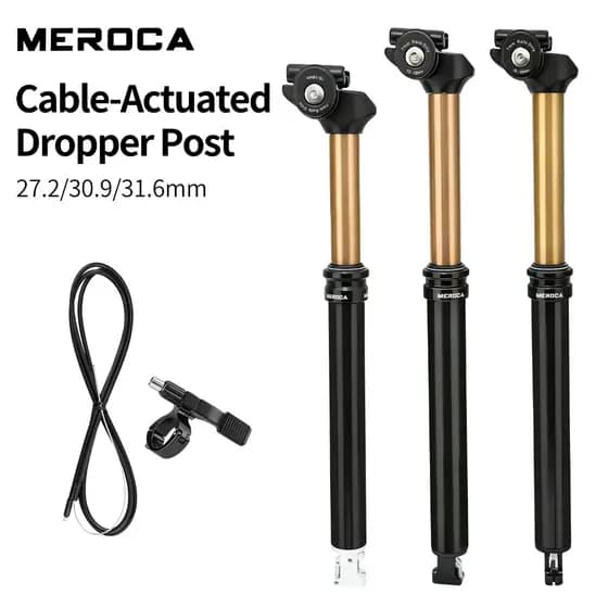 MEROCA Bicicleta Fio Controlado Conta-Gotas Selim 27.2mm/30.9mm/31.6mm Preto Ouro Liga De Alumínio Mountain Bike Espigão
