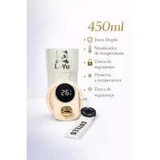 Copo Térmico Inox a Vácuo com Display de Temperatura 450ml - Creme