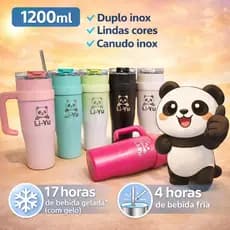 Copo Térmico Aço Inox 1200ml Tampa Segura Alta Durabilidade Parede Dupla Conserva Temperatura Canudo Inox