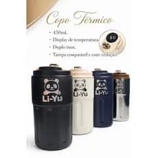 Copo Térmico 450ml Inox a Vácuo com Visor de Temperatura Tampa Segura