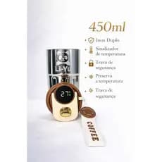 Copo Térmico Inox a Vácuo com Display de Temperatura 450ml - Cromado