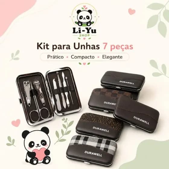 Kit Cortador De Unha Inox Manicure Estojo Portátil Pinça Tesoura 7 Peças