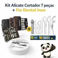 Kit Cortador de Unhas 7 peças Aço Inoxidável + Kit Fio Dental Inox 7 peças