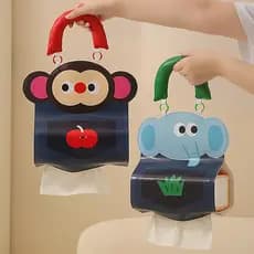 Bolsa de lenços suspensa, à prova d'água em PU, design de desenho animado fofo, adequada tanto para uso em carro quanto