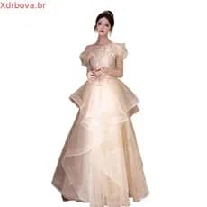 Vestido de noite de um ombro 2026 luz luxo nicho banquete high-end anfitrião bonito sentimento high-end#6514