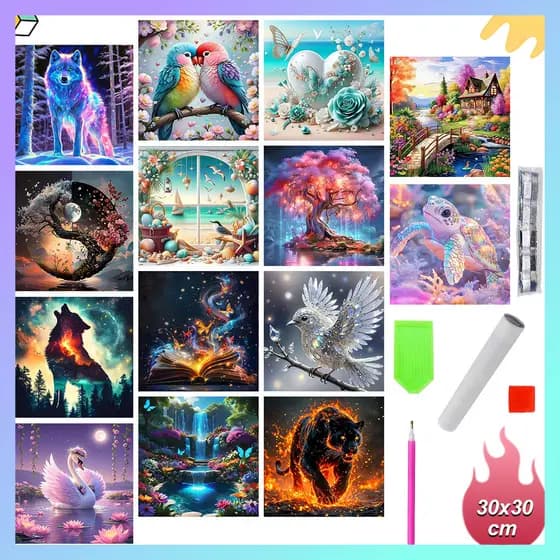 30x30 cm 5D Quadrado diamante Arte pintura DIY , conjunto completo de Kit de