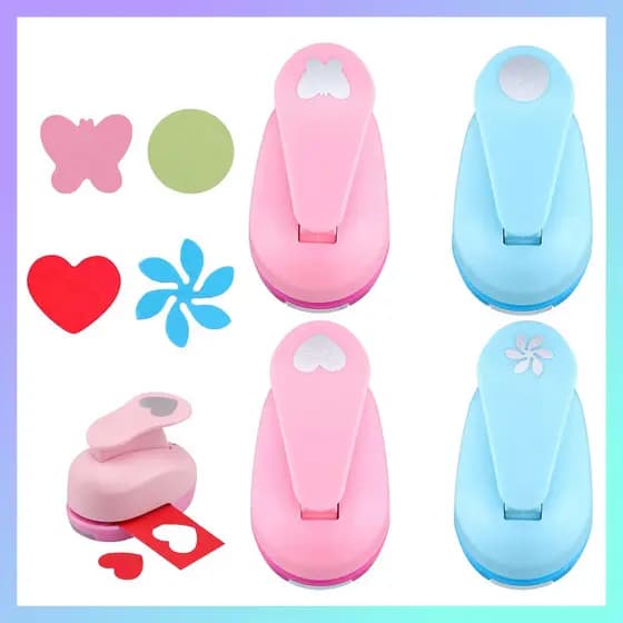 Perfurador de papel de pacote de 4 peças, perfurador de papel artesanal, álbum de recortes feito à mão, cartão feito à m