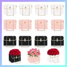 12 peças 15*10*10.5cm bolsa de flores para uso de rua com saco de embalagem de presente de corrente dourada