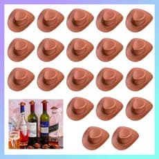 20 peças marrom Mini chapéu de Cowboy estilo ocidental formato tridimensional animal de estimação/festa/boneca/garrafa d