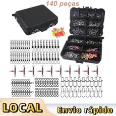 Kit giratório de pesca 140 peças, acessórios de pesca,rolamento de esferas giratório,para robalo, truta, água salgada