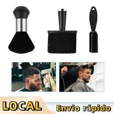 Kit 3 Peças Escovinha + Espanador + Pincel Profissional para Barba e Cabelo, Ferramentas de Barbeiro