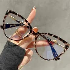 Retro Grandes Quadros Olho De Gato Óculos Moda Feminina Anti Luz Azul Miopia Gases