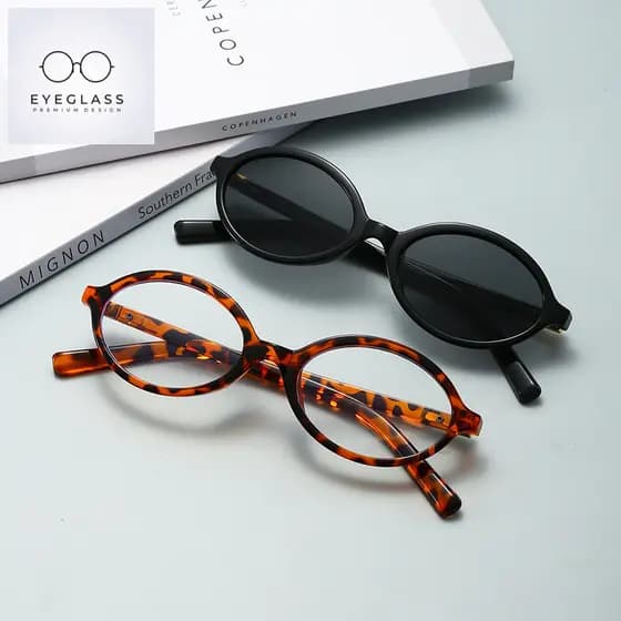Armação De Óculos Feminina Simples Versátil Retrô , Espelho Plano De Moda oval bookworm