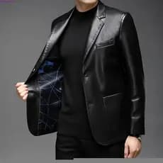 Roupa De Couro Novo Estilo Blazer Casual Suit Haining Casaco Homens De Negócios Fino Primavera Outono Apertados Genuíno