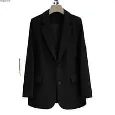 Blazer Rosa Feminino Casual Solto Ajuste Estilo Coreano Único Breasted Dois Botões Manga Comprida Bolso HEDL