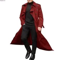 Casual Cor Sólida Manga Comprida Masculino Sobretudo Moda Inverno Botões Bolsos Casacos Longos Masculinos Trespassados