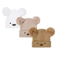 Touca Bebe Gorro Infantil Pompom Duplo Ursinho Inverno Quentinho - Vários modelos e cores