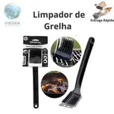 Escova limpa grelha churrasco espátula 30cm com raspador e cerdas de aço para churrasqueira assadeira grelha