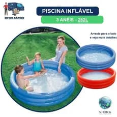 Piscina inflável infantil 282 litros diversão para crianças menino menina grande leve resistente prática azul e vermelha