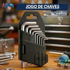 Jogo de chave allen curta kit com 9 peças de aço hexagonal L T10 até T50