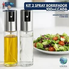 Kit 2 spray borrifador galeteiro de vidro 100ml culinário premium azeite vinagre tempero cozinha organização