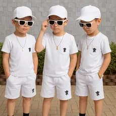 Conjunto Infantil Estiloso Juvenil Menino Verão 2026 Camisa e Bermuda 2 a 14 anos Top