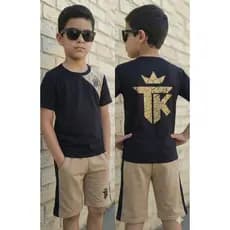 Conjunto Infantil Estiloso TK Top Juvenil Menino Verão  2026 Camisa e Bermuda 1 a 14 anos
