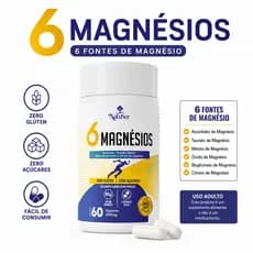 Mix 6 Magnésios NatuSer 60 Cápsulas Zero Glúten Suplemento Alimentar