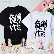 If You Work You Lose - Anzu Futaba Version T-Shirt 2024 New Kawaii Anime Cotton T-shirt Tees for Men Funny cartoon Otaku