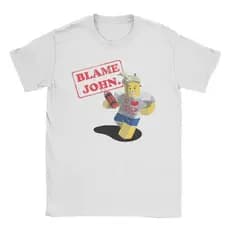 Men Women Shedletsky Blame John Forsaken T Shirts Meme Robloxs 100% Cotton Tops Short Sleeve Tee Shirt Graphic Printed T