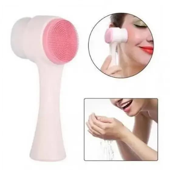 Escova Limpeza Facial 2 Em 1 Aparelho Massagem Esponja Cerdas Macias Dupla Face Escova De Limpeza De Cravos
