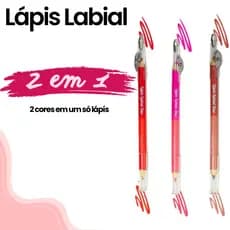 Lápis Labial Duo Dois Lápis em Um Com Cor Marrom Rosa e Vermelho Contorno para os Lábios - Mia Make