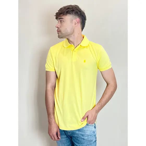 Polo Piquet Masculina Com Botões Polo Wear Amarelo Claro