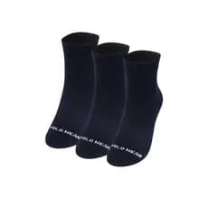 Kit 3 Pares Meias Cano Longo Polo Wear Azul Escuro