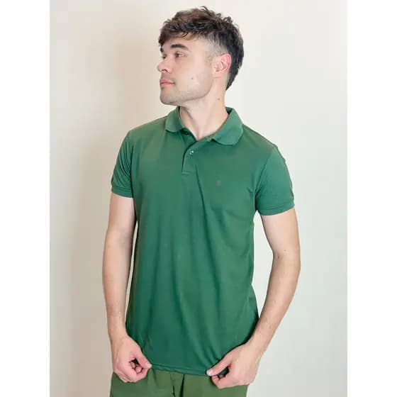 Polo Masculina Piquet Com Botões Polo Wear Verde Médio