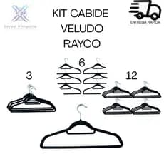 Kit Cabide Veludo  Antideslizante Adulto P Roupas Finas Closet e Guarda-Roupa