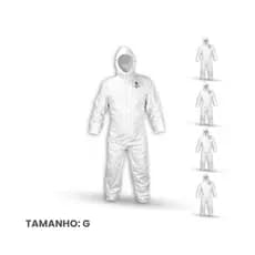 Kit 5 Unidades De Macacão Tam G Segurança EPI Proteção Química Resistente e IMPERMEÁVEL Kalipso KT6