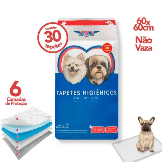 Tapete Higiênico Pet 60x60 30un 6 Camadas Super Absorvente Não Vaza Atrativo Canino Cachorro
