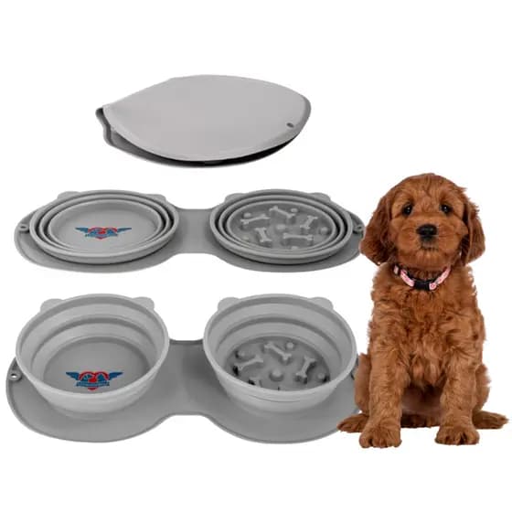 Comedouro Cachorro Duplo Para VIAGEM ou AVENTURA Compacto Fácil Limpeza Comedouro Gato Pet Bebedouro