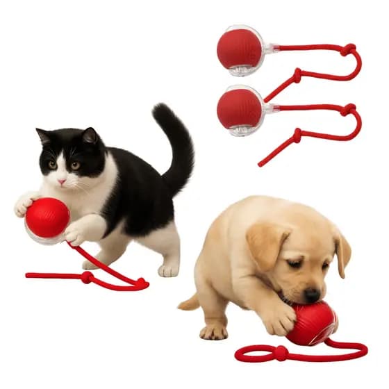 Bolinha Giratória Inteligente com Corda Interativa Brinquedo para Pet Recarregável Kit 2pçs