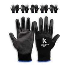 Kit 6 Pares De Luvas Multiuso PROTEÇÃO e Segurança PU Preta Resistente ANTIDERRAPANTE Kalipso