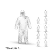 Kit 10 Unidades De Macacão Tam G Segurança EPI Proteção Química Resistente e IMPERMEÁVEL Kalipso KT6