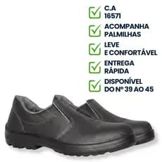 Sapato Botina de Couro Bota de Segurança EPI CA Bico de Plástico Palmilha Bota Masculina Trabalho